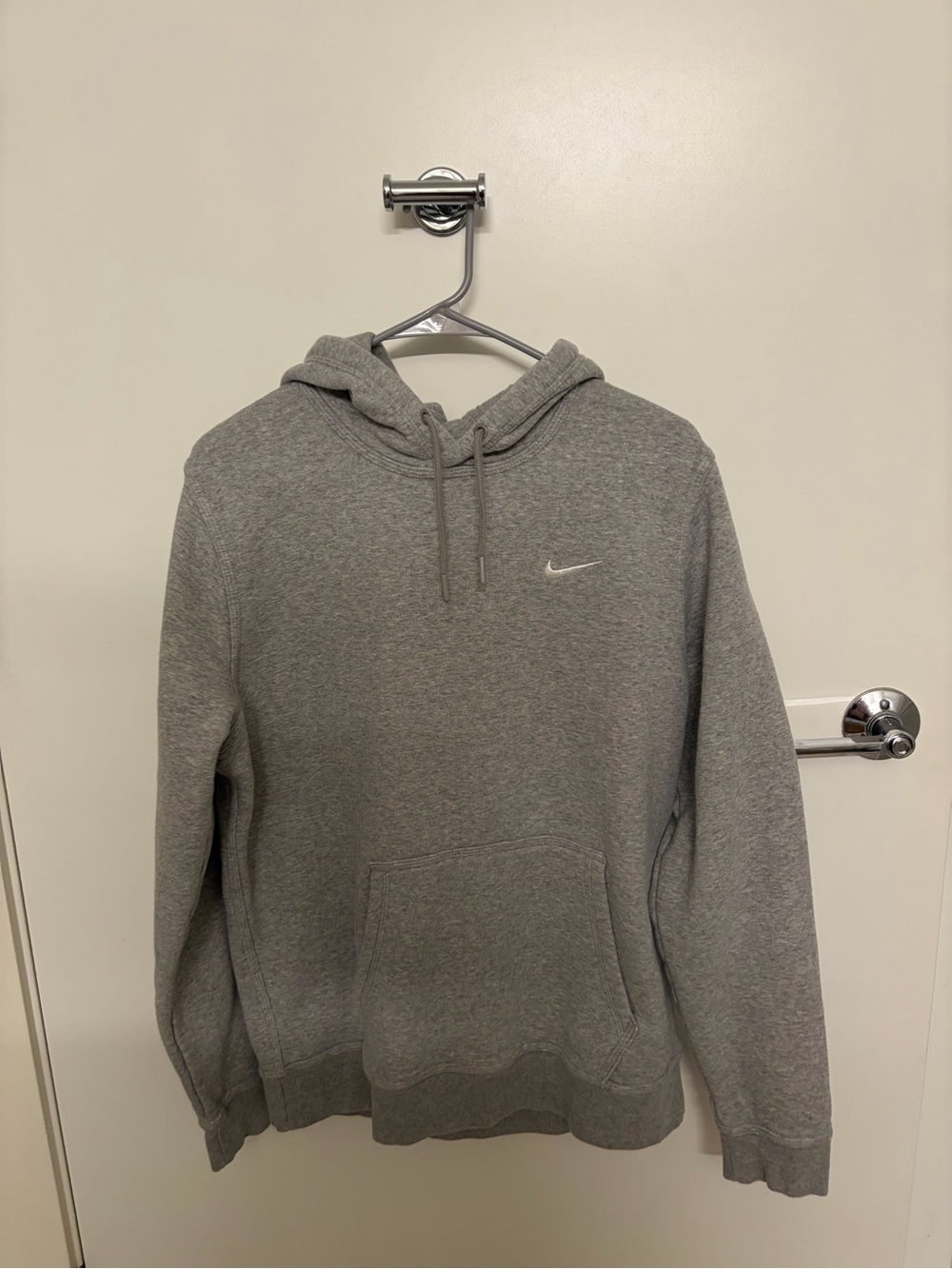 Nike Men’s Gray Crewneck Hoodie with Embroidered Swoosh